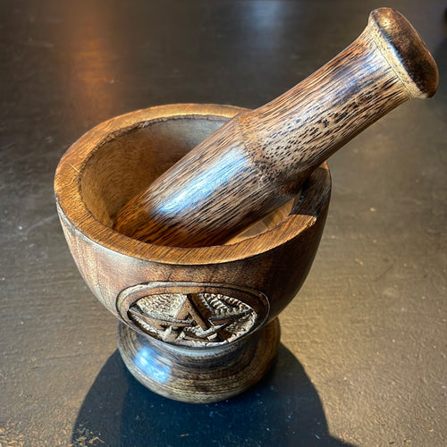 Wooden Pentacle Mortar & Pestle