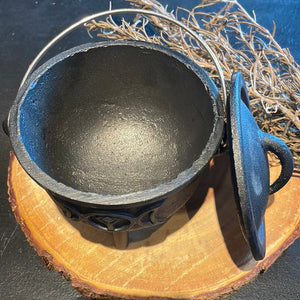 Goddess Triple Moon Cast Iron Cauldron - Witch Chest