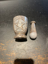 Load image into Gallery viewer, Grey/Pink Soapstone Pentacle Mortar &amp; Pestle - Witch Chest