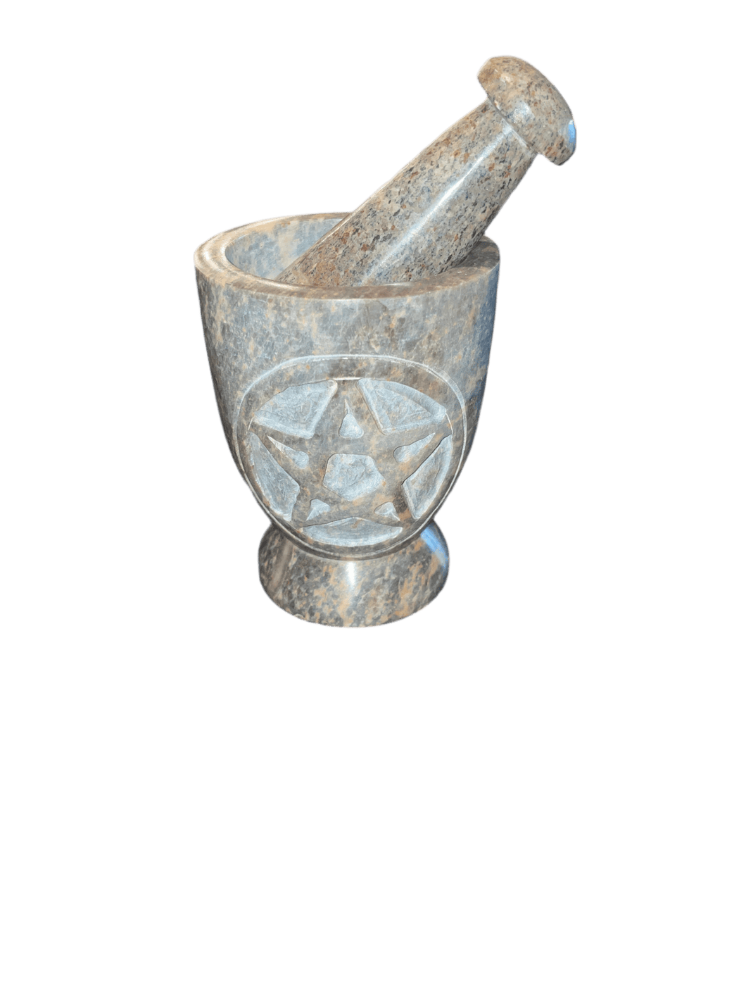 Grey/Pink Soapstone Pentacle Mortar & Pestle - Witch Chest