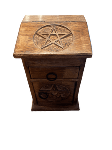 Wooden Pentacle Herb Chest - Witch Chest