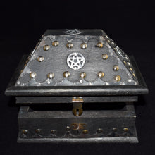 Load image into Gallery viewer, Wooden Chest With Pentacle Inlaid - Black - witchchest